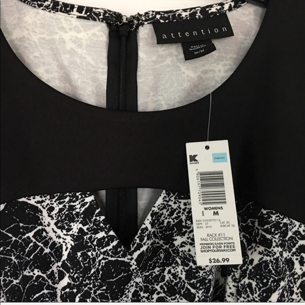 Women’s Attention Black And White Dress-SZ M - Picture 5 of 7